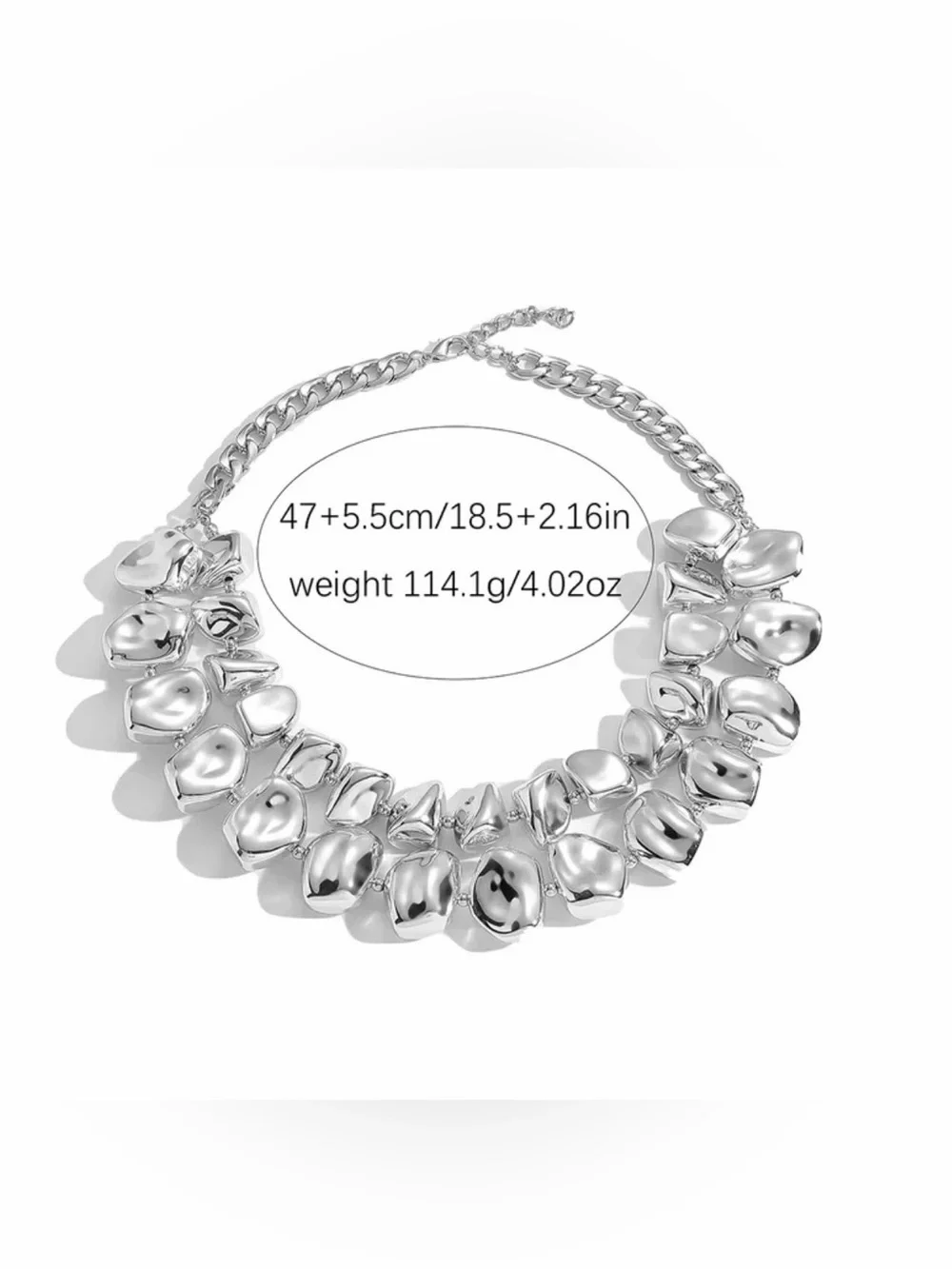 Statement Silver Pebble Chunky Necklace - Women Jewelry